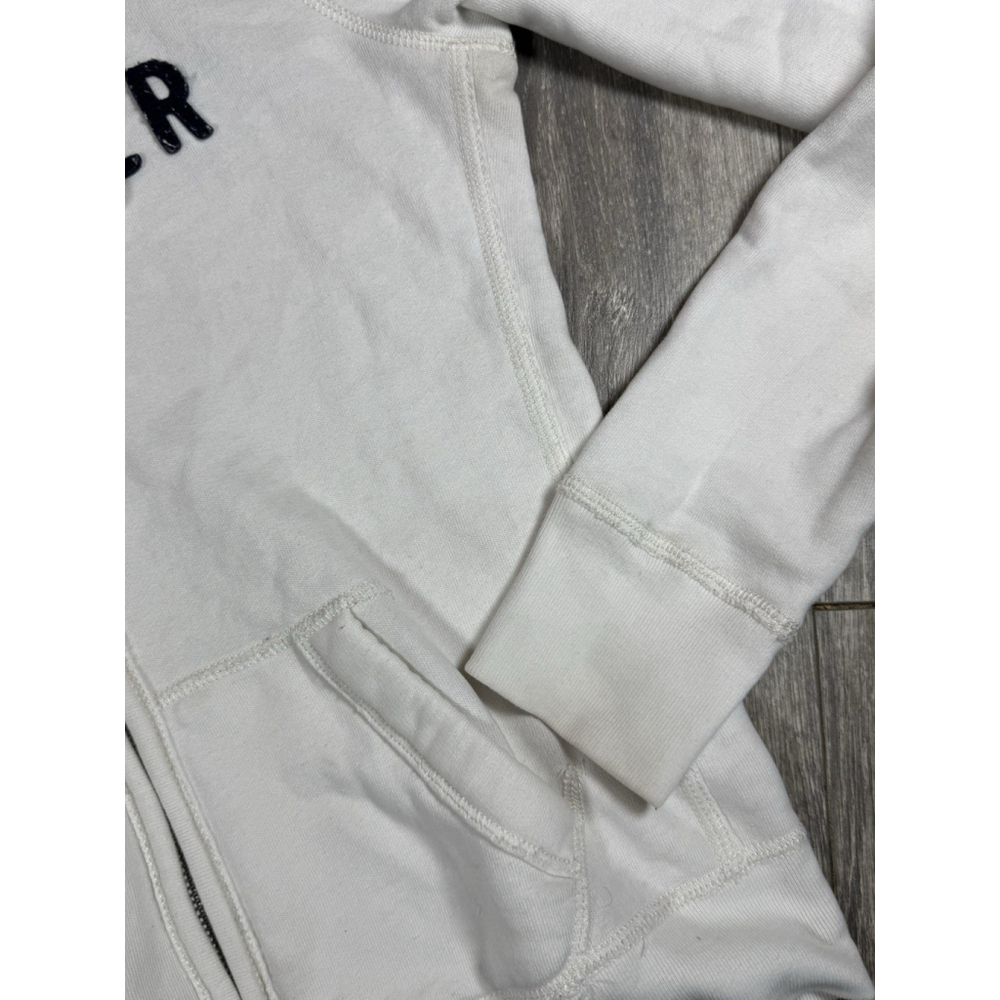VTG Hollister Hoodie Womens M White Full Zip California 1922 Applique Sweatshirt - Picture 4 of 6